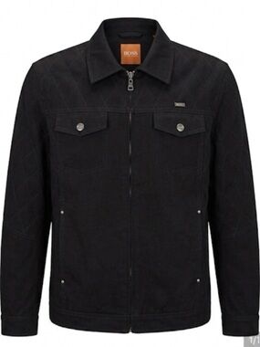 Hugo BOSS Men's Black Diamond Quilted Zip-Up Jacket Size Medium